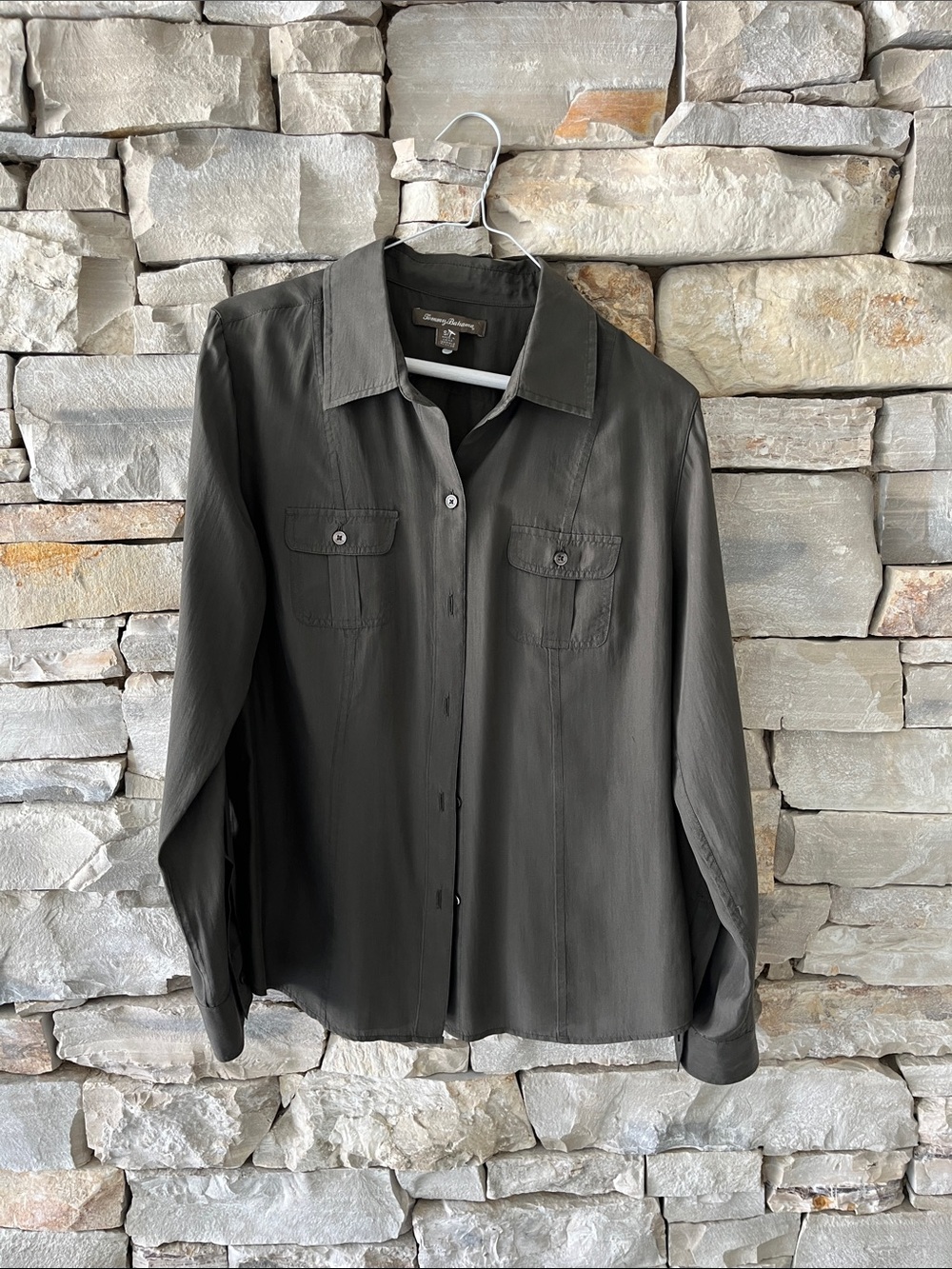 Womens Tommy B long sleeve silk blouse